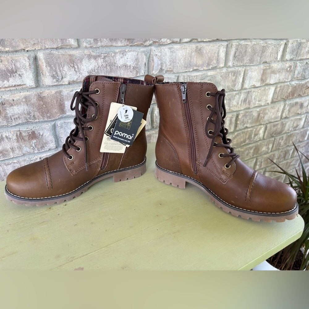 NWT-Nordic Pomar Eco-Fdly Terra Leather Gortex Lace/Zip Ankle Lug Combat 9 EU 39 - Picture 4 of 15